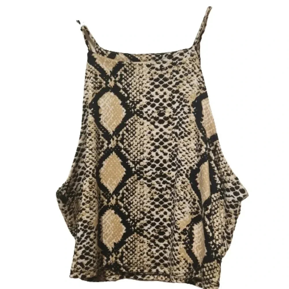 NOT 4 LONG SALE NWOT PeachLoveCalifornia black/tan snakeskin croptop Size Small